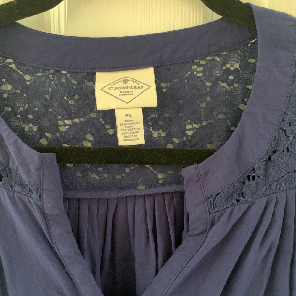 2/$15 St. John’s Bay Blue Lace Detail Top - Picture 3 of 5